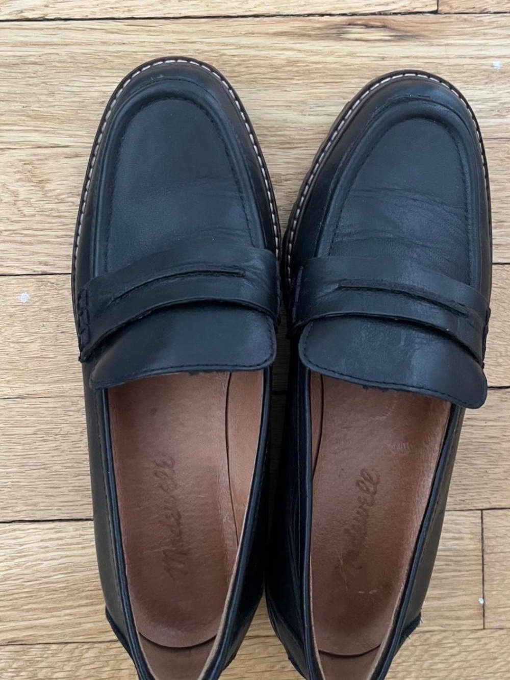Madewell Black Leather Penny Loafers